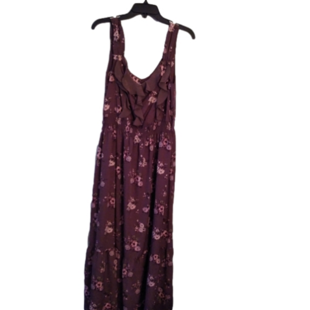 Lauren Conrad LC Vintage Flower Ruffle Purple Summer Long Maxi Tank Dress Y2K 12